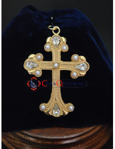 Cruz Pectoral Perlas y Oro