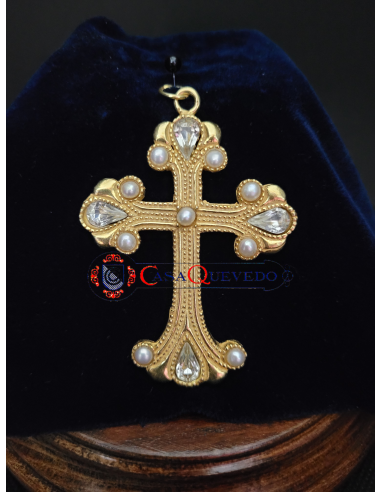 Cruz Pectoral Perlas y Oro